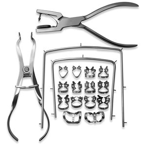 ชุดอุปกรณ์ยางดัมม์สำหรับทันตกรรม คลาส 1 ชุดเครื่องมือสแตนเลสคุณภาพสูง แบบใช้มือ สำหรับการรักษาทางทันตกรรมและหู คอ จมูก ระดับมืออาชีพ - Product Image 1