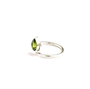 Minimalist 925 Sterling Silver Natural Peridot <b>Ring</b> For Women <b>Dainty</b> Pear Cut Green Gemstone Sleek Band Jewelry - Product Image 2