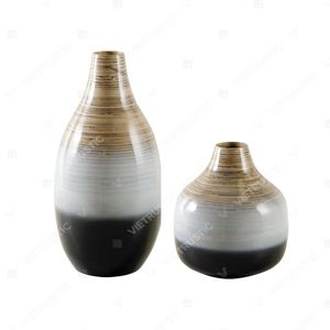 Colección actualizada Vietrustic: Florero de bambú hilado con diseño floral colorido para decoración de sala de estar, florero para plantas - Product Image 4