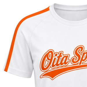 Maillot de cheerleading blanc et orange à manches courtes, haut d'uniforme sportif pour équipes, entraînement et compétition - Product Image 3