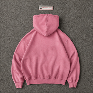 Sweat à capuche rose vintage délavé avec fermeture éclair, motif brodé « Feel Lost But Im Back », coupe oversize, style streetwear décontracté - Product Image 6