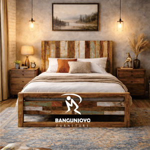 Traditional Panel Teak <b>Wood</b> <b>Box</b> Spring Adjustable Comfortable Durable Soft <b>Bed</b> - Product Image 1
