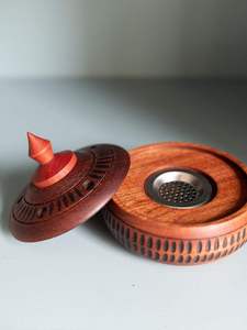 Handmade <b>Sandalwood</b> <b>Incense</b> Burner With Metal Insert Floral Design Aromatic Diffuser All-Season Use Ramadan Eid Fragrance - Product Image 4