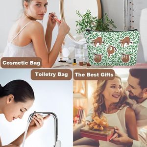 Set di Borse per il Trucco Personalizzate a Tema Bradipo per Donne e Ragazze, Graziosa Custodia Cosmetica da Viaggio con Specchio per Sposa e Damigelle - Product Image 1