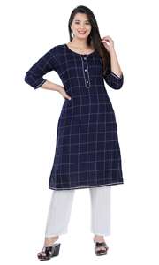 คุर्ติผ้าฝ้าย 100% ทรงเอไลน์ คอวี แขนระบาย แต่งลูกไม้ ช่วงเอวทรงเอ็มไพร์ ยาวกรอมพื้น ดีไซน์หรูหรา โดดเด่น สวยงาม เป็นมิตรต่อสิ่งแวดล้อม - Product Image 2