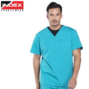 เสื้อสครับโรงพยาบาลแบบปรับแต่งได้ น้ำหนักเบา ผ้าไม่ยับ สำหรับงานแพทย์ พร้อมดีไซน์กระเป๋าหน้าอก - Product Image 3