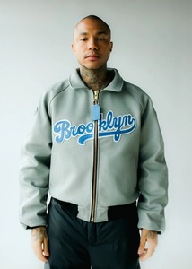 FLY GEENIUS X VANSON |   Chaqueta bomber |   BROOKLYN-PEARL GREY Ropa Urbana Sólida de Cuero Ecológico Resistente al Viento - Product Image 1
