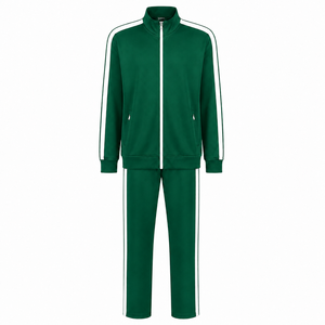 Unisex Tracksuit Set Sporty Zip Up Jacket <b>and</b> Pants <b>Striped</b> Stand Collar Adult 2 Piece - Product Image 4