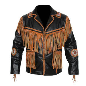 Factory Directly Provide Plus Size XL Men's Sheep Skin Suede <b>Leather</b> <b>Jacket</b> Breathable Eco-Friendly <b>Winter</b> Zipper Closure Tassel - Product Image 5