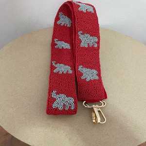 Handmade Embroidered Cotton Bag Strap Red <b>Elephant</b> Pattern Textile Accessory Rectangular Shape Craft <b>Decoration</b> - Product Image 5