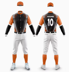 Ensemble uniforme de baseball pour hommes, maillot à manches longues 100 % polyester, impression par sublimation, évacuation de l'humidité, coupe classique, toutes saisons - Product Image 1