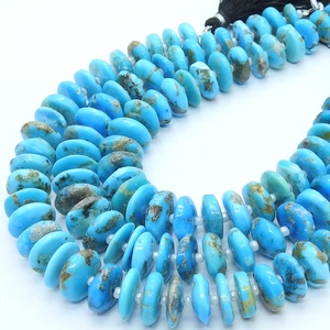 Arizona Turquoise Blue Smooth Polished Coin Button Heishe Tire Bead 8-Inch Strand 10-12MM Approx Making Jewelry Natural <b>Stone</b> - Product Image 1
