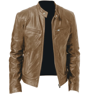 Men's Classic Custom <b>Winter</b> Aviator <b>Leather</b> <b>Jacket</b> with Ribbed Hem and Cuffs Plus Size Waterproof and Breathable <b>jacket</b> for men - Product Image 1