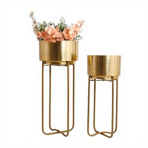 Gran oferta, macetas y macetas para decoración de bodas y eventos, artículos para fiestas, Juego de 2 macetas y macetas de lujo pulidas en oro - Product Image 1