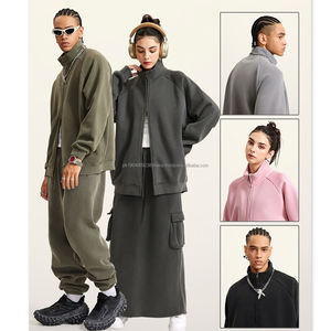 Vente en gros de sweat-shirts unisexes 420GSM rembourrés en polaire, couleur unie, fermeture éclair intégrale, sweat-shirts amples pour hommes - Product Image 2