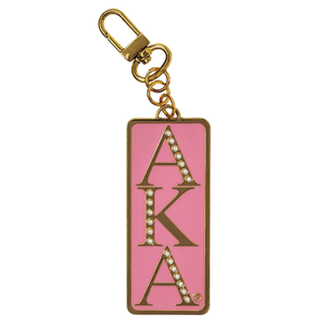 Llavero con 20 Perlas y Placa Rosa y Dorada, Diseño de Letras AKA, Colgante para Bolso, Anillo para Llaves, Accesorio de Moda, Regalo para Uso Diario - Product Image 1