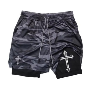 Shorts de course pour hommes respirants à logo personnalisé, camouflage, séchage rapide, pour la gym et l'entraînement sportif, taille élastique, athlétiques - Product Image 2