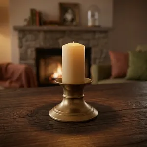 <b>Gold</b> <b>Candle</b> <b>Holder</b> for Pillar <b>Candle</b>, Vintage Brass <b>Candle</b> Stand for Home Decor, Dining Table Centerpiece & Festive Decoration - Product Image 6