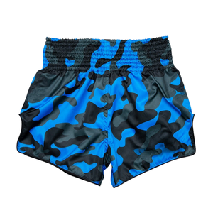Shakargarh Blaue Camo Boxershorts für Herren, Leichte Atmungsaktive Schnelltrocknende Polyester-Satin Kickbox-Trainingsausrüstung - Product Image 2