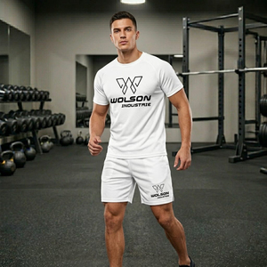 Ensemble de vêtements de sport pour homme, t-shirt et short, vêtements de sport durables et extensibles, soutien du dos, été, pour l'exercice, la course à pied, la remise en forme, l'entraînement - Product Image 5
