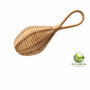 Hochet pour bébé au son doux, jouet en rotin naturel, jouet sensoriel Montessori fait à la main pour les enfants - Product Image 1