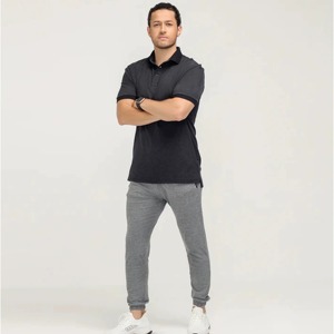 T-shirt de golf personnalisé pour homme, gris anthracite, en coton texturé, imprimé numériquement sur le devant, à manches courtes, décontracté, respirant, haute qualité, pour l'été - Product Image 5