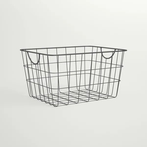 Rectangle Metal Wire <b>Storage</b> <b>Basket</b> With Handles Simple Style Multi-Purpose Organizer - Product Image 1