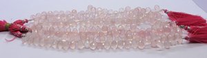 Natural Rose Quartz Faceted Tear Shape Briolette 7x10 Mm Quartz Gemstone <b>Beads</b> 8 Inch Strand Faceted Teardrop Pink Quartz <b>Beads</b> - Product Image 4