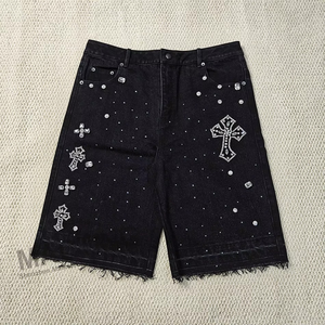 High Quality Classic Blue 100% Organic <b>Combed</b> Cotton Custom Logo Washed Men Baggy Denim Jeans Shorts shorts Manufacturers - Product Image 6