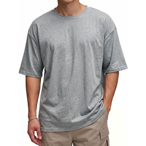 เสื้อยืดโอเวอร์ไซส์ผู้ชาย ผ้าฝ้าย 100% ทรงหลวม สีพื้น แขนสั้น สกรีนโลโก้ได้ เป็นมิตรต่อสิ่งแวดล้อม ระบายอากาศได้ดี - Product Image 1