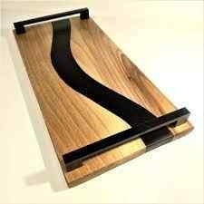 Handcrafted Wood & Resin <b>Serving</b> Tray <b>Set</b> Stylish Decorative Tray for Coffee Table Breakfast <b>Serving</b> & Luxury Home Decoration - Product Image 5
