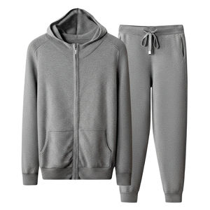 Conjunto de Sudadera con Capucha y Pantalones de Chándal de Algodón French Terry para Hombre, de Corte Holgado Personalizado, Doble Capa, Gris, con Efecto Acampanado y Apilado, Estilo Baggy Oversized - Product Image 3