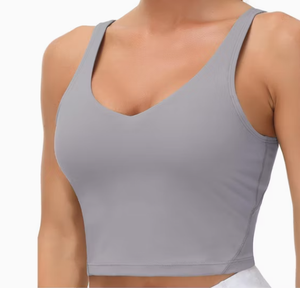 บราออกกำลังกายแบบไร้โครงสำหรับผู้หญิง ทรง Racerback รองรับปานกลาง พร้อมแผ่นเสริมที่ถอดออกได้ - Product Image 5
