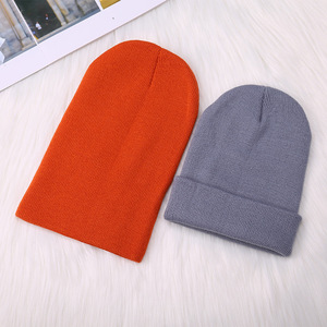 Gorro de Punto Acrílico de Color Sólido Unisex, Gorro de Invierno Informal con Borde Plegado para Adultos, 56-58 cm - Product Image 3