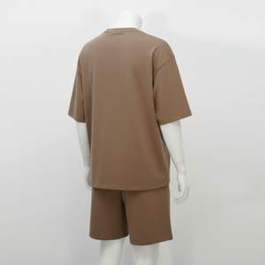 Conjunto de camiseta y pantalones cortos de verano para hombre, pantalones cortos de cinco puntos, camiseta de manga corta, tejido de punto, secado rápido, 100% conjunto. - Product Image 6