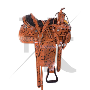 Selle de cowboy western de luxe en cuir véritable pour l'équitation, équipement d'équitation, selle de ranch pour la randonnée, étriers OEM - Product Image 5