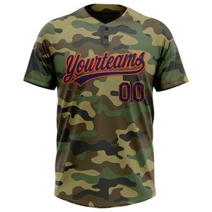 Maillot de softball personnalisé noir et orange camouflage pour homme, manches courtes, impression sublimée, évacuation de l'humidité, 100 % polyester, tenue d'équipe - Product Image 4