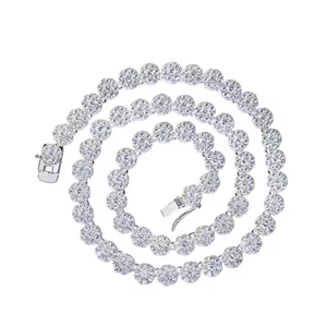 Collier tennis élégant en moissanite, coupe brillante ronde de luxe, chaîne hip-hop, bijoux pour hommes et femmes, cadeau d'anniversaire - Product Image 6