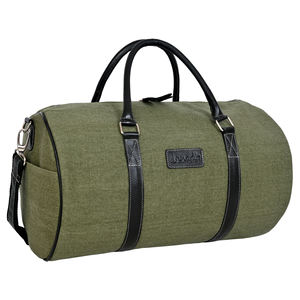 Olive <b>Green</b> Genuine Leather Duffel Bag Lightweight Rugged Gym & Weekender Travel Carry-On Polyester Lining Organized Storage - Product Image 2