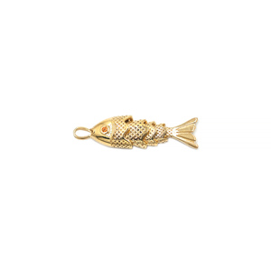 จี้รูปตาปลาประดับเพชรคิวบิกเซอร์โคเนียสีส้ม ทำจากทองเหลืองชุบทอง 18K สำหรับทำสร้อยคอและเครื่องประดับ - Product Image 2