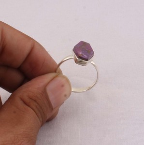 Natural Purple Copper Turquoise <b>Ring</b> 925 Sterling Silver Vintage Style Purple Composite Stone <b>Ring</b> for Women Handcrafted <b>Boho</b> - Product Image 3