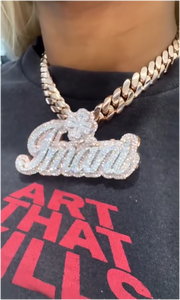 Collier personnalisable tendance en moissanite et diamants glacés avec certificat VVS, chaîne corde et plaque nominative - Product Image 4