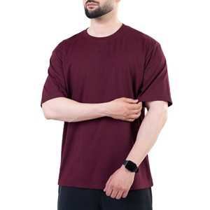 T-shirts pour hommes 100 % coton, coupe ample, épaules tombantes, manches courtes, formels, avec motif, devant en tissu peigné - Product Image 2