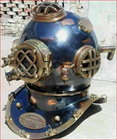 Casque de plongée antique en laiton, rond, décoratif, style nautique, artisanat en métal moulé, objet de collection