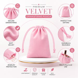 Premium Velvet <b>Drawstring</b> Jewelry Pouch Bag | Soft Gift Packaging Storage Case for Rings Earrings Necklaces <b>Bracelets</b> Coins - Product Image 5