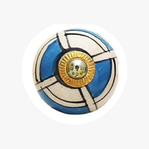 Modern Blue White <b>Ceramic</b> Door <b>Knob</b> with Gold Center Decorative Handle for Cabinet <b>Drawer</b> Wardrobe Home Office Use From India - Product Image 1