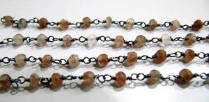 Perles de pierre facettées en quartz rutilé jaune, en forme de rondelle, pour chapelet, enroulées sur fil, vendues au mètre - Product Image 6