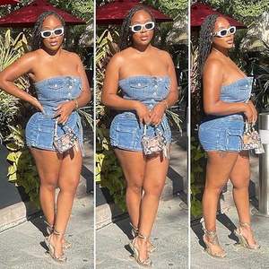 ชุดเซ็ตผ้าเดนิมคอตตอนสองชิ้นสำหรับผู้หญิง ราคาสมเหตุสมผล พร้อมแจ็คเก็ตครอปและกางเกงขาสั้นมีเข็มขัด สำหรับแฟชั่นลำลองน้ำหนักเบา - Product Image 6