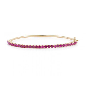 Nuevo diseño, ligero y sencillo, brazalete apilable de rubí genuino en forma de medio círculo para mujer, joyería de oro amarillo macizo de 14 quilates. - Product Image 1
