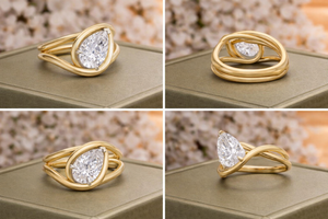 14K Gold Marquise Cut Diamond Toi Et Moi Bypass Engagement Ring <b>Wrap</b> Infinity Design Modern Minimalist Party Men's Jewelry - Product Image 5